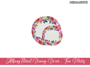 Sims 4 — Albany Floral Dining Decor - Two Plates {Mesh Required} by neinahpets — A set of 2 floral watercolor plates