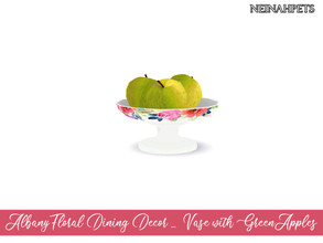 Sims 4 — Albany Floral Dining Decor - Vase wt Green Apples {Mesh Req} by neinahpets — A wide vase with a watercolor