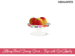 Sims 4 — Albany Floral Dining Decor - Vase with Red Apples {Mesh Req} by neinahpets — A wide vase with a watercolor