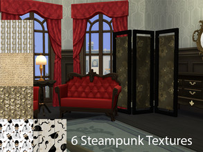 Sims 4 — Steampunk Pattern Room Divider - Get To Work by twosister422 — Steampunk patterns adorn these curtained screen