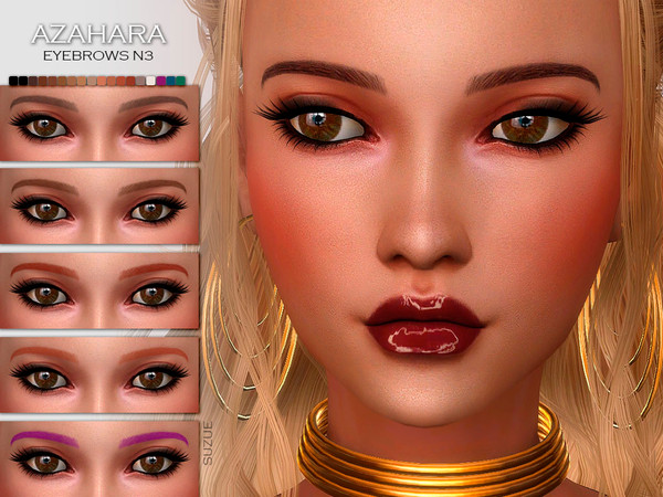 Sims 4 — Azahara Eyebrows N3 by Suzue — -18 Swatches -For all Ages and Genders -HQ Compatible
