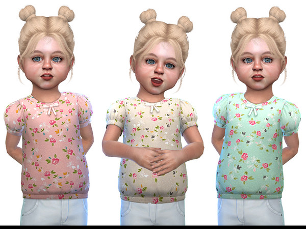 Sims 4 — Top for Toddler Girls 01 by Little_Things — Top with flower print for toddler girls. Hair: Simiracle Poses: