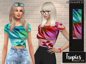 Sims 4 — Tropics Eyelet Top by neinahpets — A cute lightweight top with eyelet holes on the upper arm featuring a