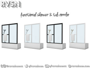 Sims 4 — Bidet As It May Shower Tub Glass Combo by RAVASHEEN — This combination shower and bathtub features two ways to