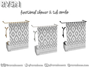Sims 4 — Bidet As It May Shower Tub Curtain Combo by RAVASHEEN — This combination shower and bathtub features two ways to