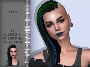 Sims 4 — V Hairstyle | Get Together Needed by PlayersWonderland — HQ Custom thumbnail EA colors + 1 own color Hat