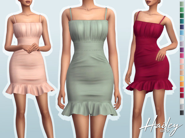 Sims 4 — Hailey Dress by Sifix2 — A cute, flirty strap dress for summer, available in 20 colors. - New mesh - 20 swatches