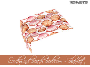 Sims 4 — Southwind Beach Bedroom - Blanket by neinahpets — A throw blanket for a double bed with a seashell motif.