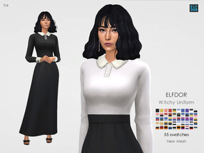 Sims 4 — Witchy School Uniform by Elfdor — - 55 swatches - teen to elder - everyday, formal, party - base game compatible