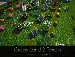 Sims 4 — Grassy Land 2 Terrain by Caroll912 — A single recolour, grass-like, larger detail terrain paint in green tones.