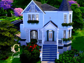 Sims 4 — Lucille by GenkaiHaretsu — Small Victorian blue house for family with 3 bedrooms and 2 bathrooms!