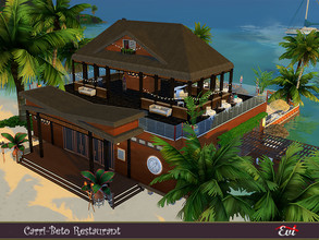Sims 4 — Carri-Beto Restaurant by evi — The story says that Beto-AEO wanted a Caribbean luxurius hotel by the beach for a