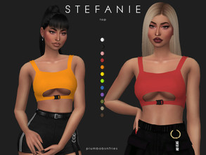 Sims 4 — STEFANIE | top by Plumbobs_n_Fries — New Mesh Buckle top with underboob cutout. HQ Texture Female | Teen -