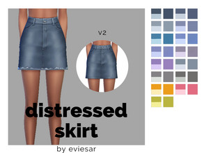 Sims 4 — Distressed Skirt by EvieSAR — This item has two versions, the distressed one and another non-distressed. -