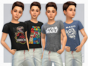 Sims 4 — T-Shirt Collection for Boys P18 by lillka — T-Shirt Collection for Boys P18 4 swatches Base game compatible 