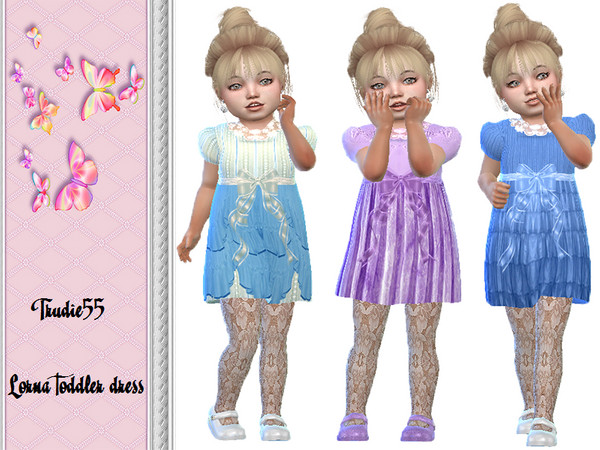 Sims 4 — Lorna toddler dress by TrudieOpp — Lorna toddler dress 3 different patterns in 6 colors Base game