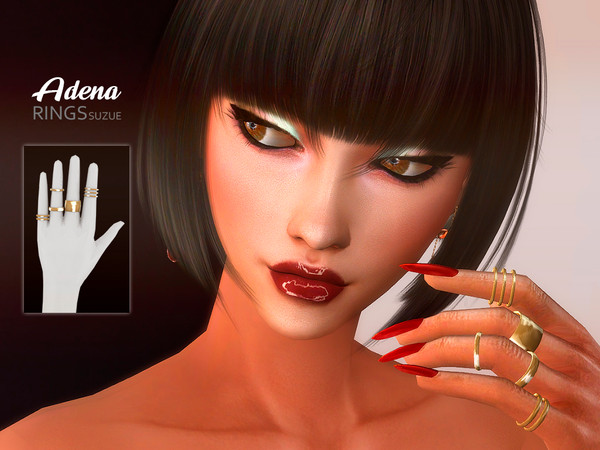 Sims 4 — Adena Rings Left Side by Suzue — Left side rings. * New Mesh (Suzue) * 6 Swatches * For Female (Teen to Elder) *