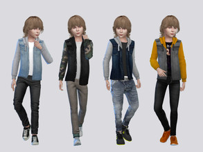 Sims 4 — Owen Denim Hoodies Kids by McLayneSims — TSR EXCLUSIVE Standalone item 12 Swatches MESH by Me NO RECOLORING