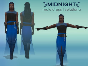 Sims 4 — Midnight Male Dress by VelutLuna — A dress for guys with a leather corset and sheer skirt. New mesh. Comes in 5
