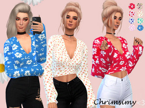 Sims 4 — Zoe Wrap Top by chrimsimy — -female top -8 swatches -custom thumbnail -all LODs -normal and shadow map Hope you