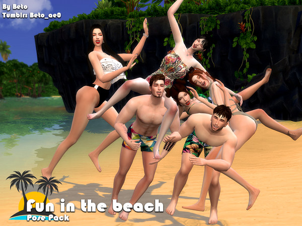 Sims 4 — Fun in the beach by Beto_ae0 — Fun and crazy poses to have a great time on the beach To use the poses you need