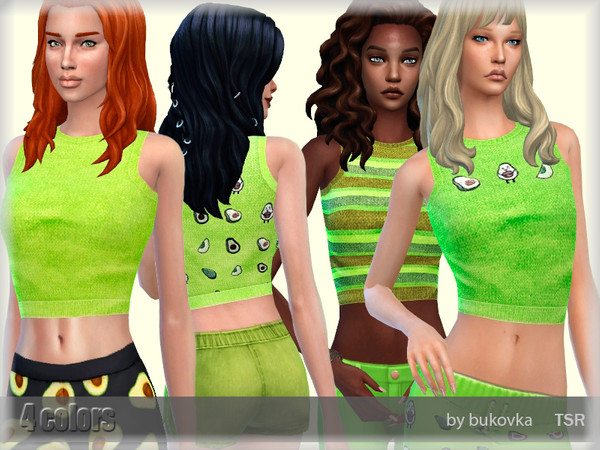 Sims 4 — T-Shirt Avocado by bukovka — T-shirt for women from a teenager to an adult. Installed independently, suitable