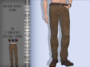 Sims 4 — Nathan Drake Jeans by PlayersWonderland — HQ 3 Swatches Custom thumbnail