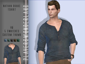 Sims 4 — Nathan Drake TShirt by PlayersWonderland — HQ Custom thumbnail 5 Swatches 