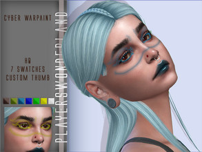 Sims 4 — Cyberpunk Makeup by PlayersWonderland — HQ 7 Swatches Custom thumbnail Upper chest category
