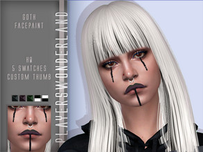 Sims 4 — Goth Facepaint by PlayersWonderland — HQ 5 Swatches Custom thumbnail Upper chest tattoo category