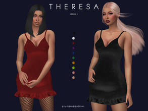 Sims 4 — THERESA | dress by Plumbobs_n_Fries — New Mesh Short Velvet Dress HQ Texture Female | Teen - Elders Hot Weather