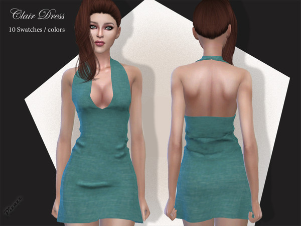 Sims 4 — Clair Dress by pizazz — NEW MESH included with download Base game 10 colors / swatches HQ