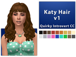 Sims 4 — Katy Hair v1 by qicc — - Maxis Match - Base game compatible - Hat compatible - Teen - Elder - 18 EA swatches