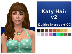 Sims 4 — Katy Hair v2 by qicc — - Maxis Match - Base game compatible - Hat compatible - Teen - Elder - 18 EA swatches