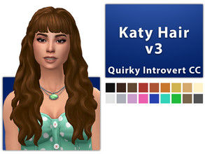 Sims 4 — Katy Hair v3 by qicc — - Maxis Match - Base game compatible - Hat compatible - Teen - Elder - 18 EA swatches
