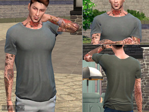 Sims 4 — Wide Neck Tee by Darte77 — Just a simple T-Shirt - 12 swatches in solid colors - All maps - BG compatible