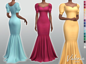 Sims 4 — Valeria Dress by Sifix2 — A long mermaid gown with short puff sleeves, available in 18 colors. - New mesh - 18