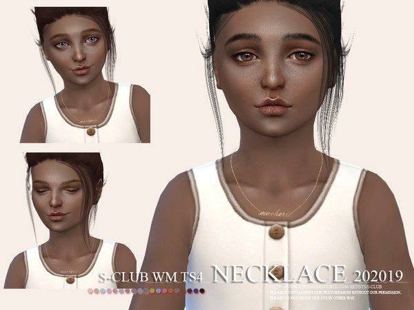 Sims 4 — S-Club ts4 WM Necklace 202019 by S-Club — Necklace ma cherie for girl child, 2 swatches, hope you like, thank