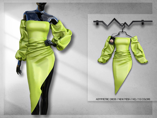 Sims 4 — Asymmetric Dress BD278 by busra-tr — 10 colors Adult-Elder-Teen-Young Adult For Female Custom thumbnail