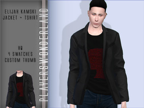 Sims 4 — Elijah Kamski Jacket+Tshirt by PlayersWonderland — HQ 4 Swatches Custom thumbnail