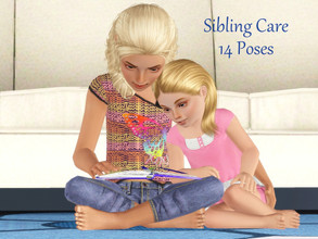 Sims 3 — Sibling Care by jessesue2 — Poses of children caring for toddlers in various situations: watching tv, sleeping,