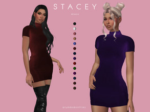 Sims 4 — STACEY | dress by Plumbobs_n_Fries — New Mesh Short Velvet Turtleneck Dress HQ Texture Female | Teen - Elders 14