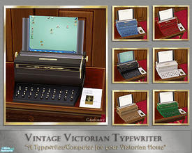 Sims 2 — Vintage Victorian Typewriter by Cashcraft — The first Type Writer was produced by E. Z. Simington & Sons,