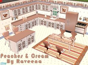 Sims 2 — Peaches and Cream Kitchen Set by Raveena — A lovely, colorful kitchen for your Sims. A few items (paper towel