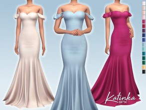 Sims 4 — Katinka Dress by Sifix2 — An elegant off-shoulder sweetheart top mermaid gown, available in 16 colors. - New