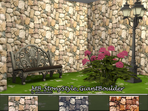 Sims 4 — MB-StonyStyle_GiantBoulder by matomibotaki — MB-StonyStyle_GiantBoulder, rough rock wall stucture, comes in 3