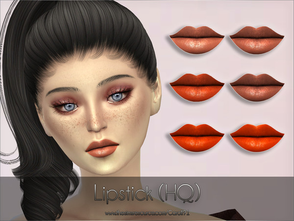 Sims 4 — Lipstick (HQ) by Caroll912 — - A satin-like lipstick in nude and red tones. - 6 recolours total - Female and