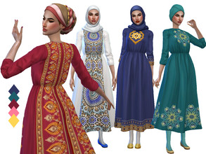 Sims 4 — Middle Eastern Dress - MESH REQUIRED by Naunakht — An Islamic Style Dress for Women. Comes in 5 colors! I drew