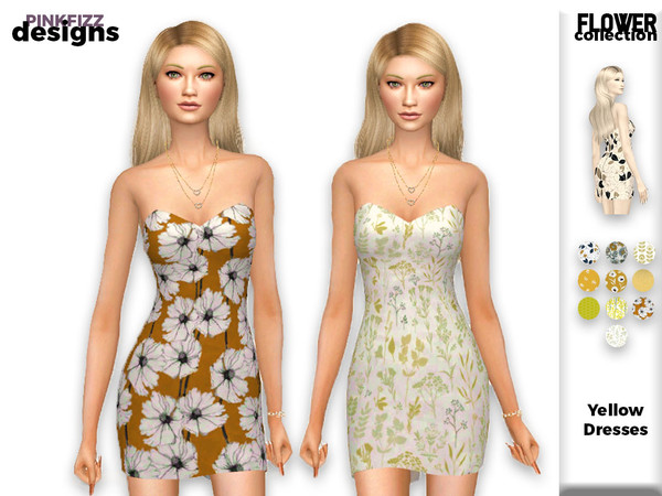 Sims 4 — FlowerYellowDress - 146 by Pinkfizzzzz — Cute dress for your cute sims!!