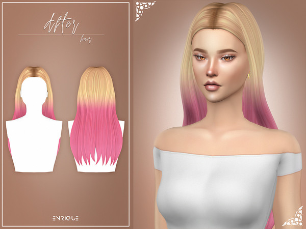 Sims 4 — EnriqueS4 - After Hair by Enriques4 — New Mesh 18 EA Swatches + 29 Ombres Swatches All Lods Base Game Compatible